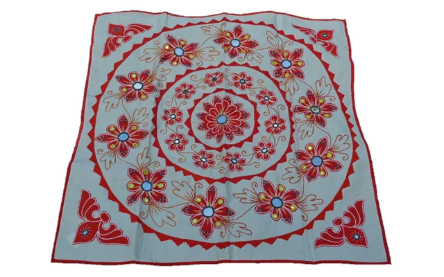 Mandala Upcycled Wall Hanging Home Decor Boho Tapestry - White & Red