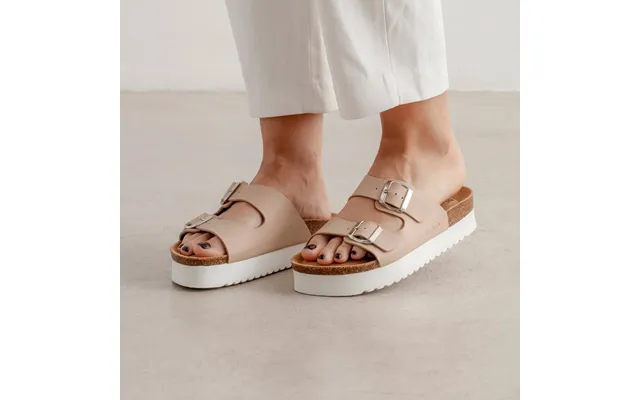 Muro Two-strap Vegan Leather Platform Cork Sandal - Nude Select Size 8 Us 39eu Color Nude
