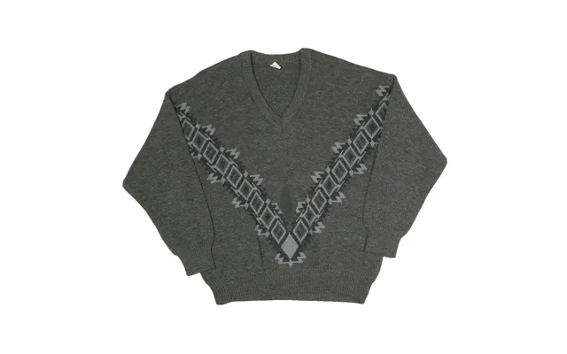 N A Mens Grey V Patterned V-neck Basic Knit Jumper Xl Cotton Blend Classic