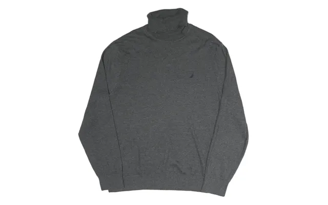 Nautica Mens Grey Plain Pullover Roll Neck Basic Knit Xl Cotton Blend Jumper