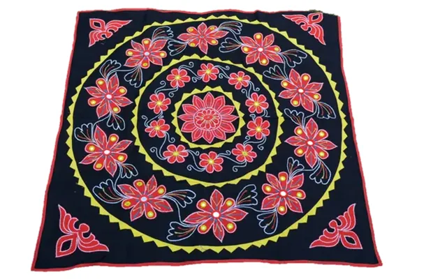 Omsutra Mandala Applique Boho Tapestry For Wall Decor Color Black & Red