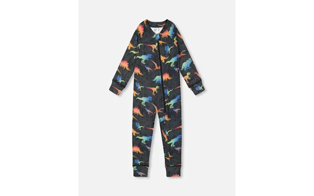 One Piece Thermal Underwear Black With Dino Gradient Print - 6