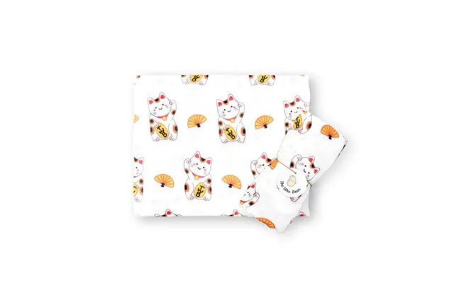 Organic Bamboo Swaddle Blanket - Lucky Cat Maneki Neko