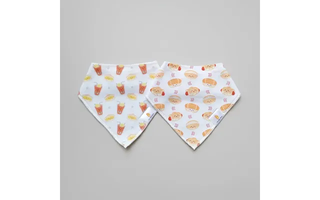 Organic Cotton Bandana Bibs 2pcs Set - Bakery Buns Iced Tea Combo