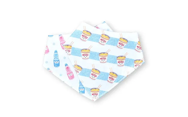 Organic Cotton Bandana Bibs 2pcs Set - Cup Noodle Soda