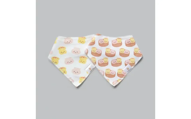 Organic Cotton Bandana Bibs 2pcs Set - Dim Sum Duo