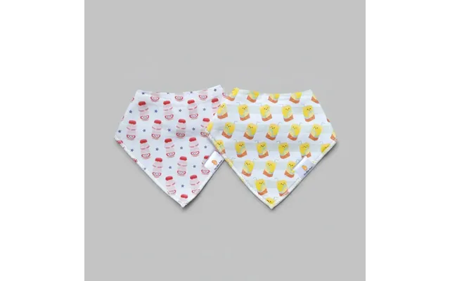 Organic Cotton Bandana Bibs 2pcs Set - Lemon Tea Yogurt Drink