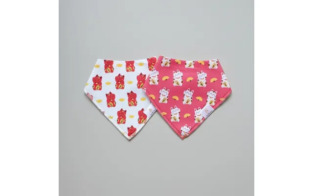 Organic Cotton Bandana Bibs 2pcs Set - Lucky Cat Duo