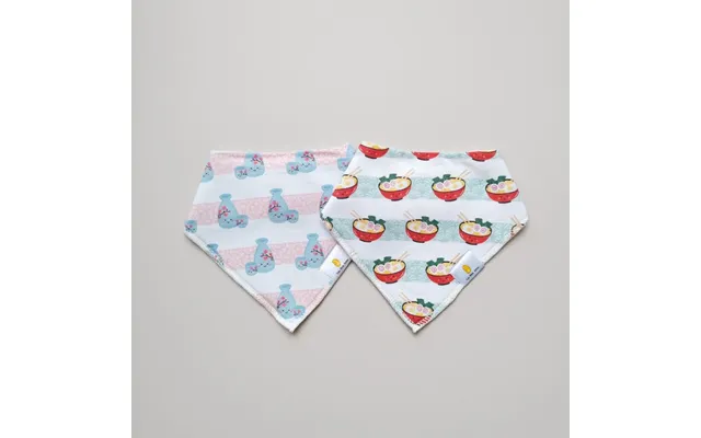Organic Cotton Bandana Bibs 2pcs Set - Ramen Sake