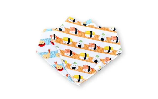 Organic Cotton Bandana Bibs 2pcs Set - Sushi Tempura Design Takoyaki Taiyaki