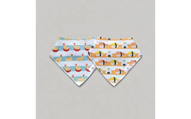 Organic Cotton Bandana Bibs 2pcs Set - Sushi Tempura