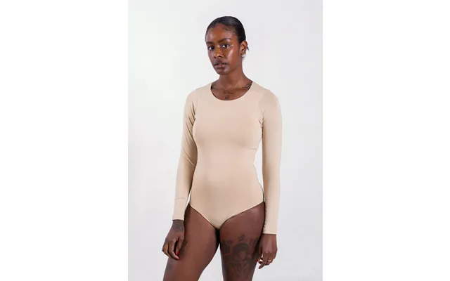 Organic Cotton Long Sleeve Crew Bodysuit, Oat - M