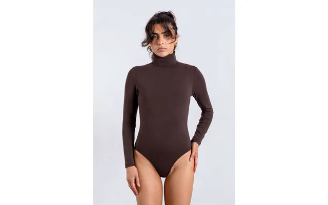 Organic Cotton Long Sleeve Roll-neck Bodysuit - Hot Fudge Size