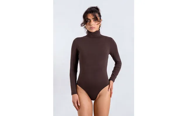 Organic Cotton Long Sleeve Roll-neck Bodysuit, Hot Fudge - Xl