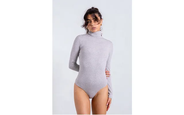 Organic Cotton Long Sleeve Roll-neck Bodysuit - Light Grey Marl Size M
