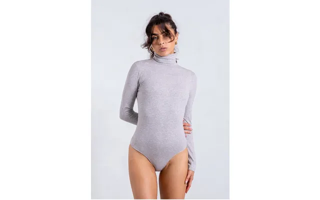 Organic Cotton Long Sleeve Roll-neck Bodysuit, Light Grey Marl -