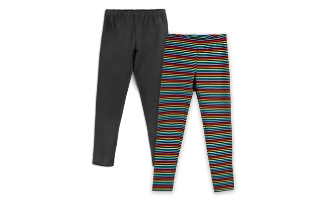 Organic Cotton Reinforced Knee Legging 2-pack - Black And Jewel Stripe Large 10