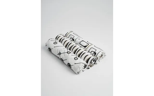 Organic Muslin Cotton Baby Swaddles 3 Pack Mid-century - Black And White Mixed