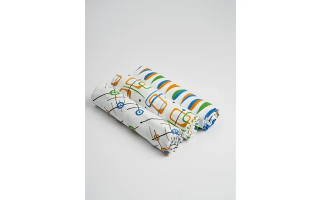 Organic Muslin Cotton Baby Swaddles 3 Pack Mid-century - Colour Mixed