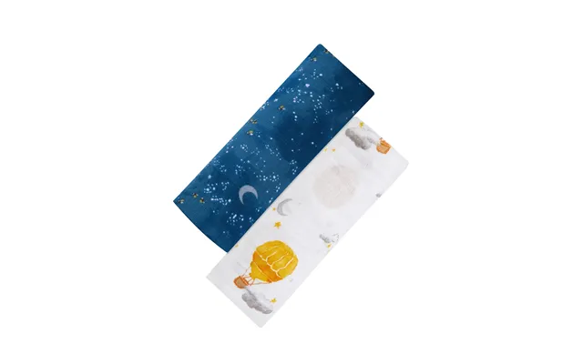 Organic Swaddle Set - Fly Me To The Moon Starry Night & Hot Air Balloon