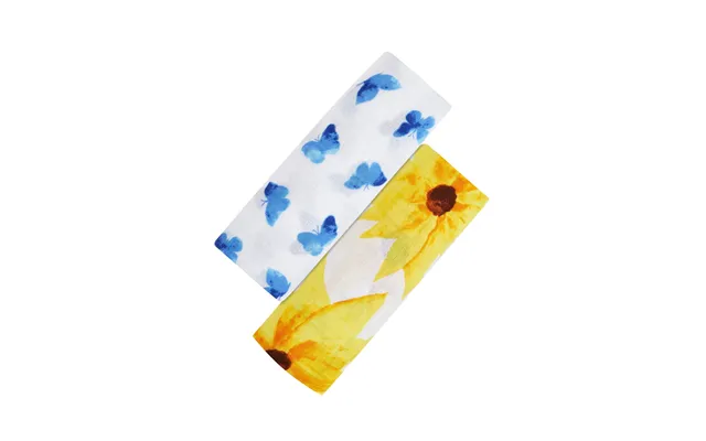 Organic Swaddle Set - Glowing Garden Sunflower & Blue Butterfly