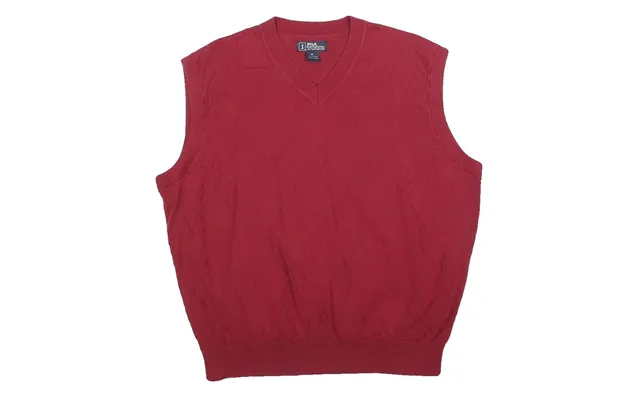 Pga Tour Mens Red Patterned V-neck Basic Knit Jumper Xl Cotton Blend Sleeveless