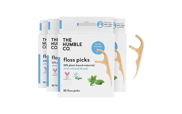 Plant-based Floss Picks - Mint Double Thread 200 Pcs