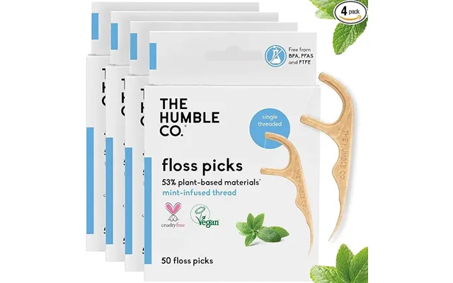 Plant-based Floss Picks - Mint Single Thread 200 Pcs