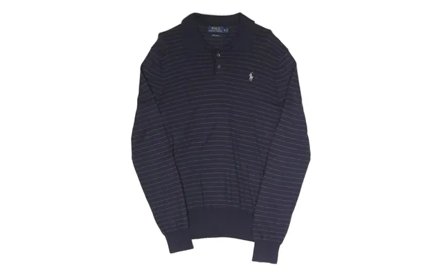 Polo Ralph Lauren Mens Navy Blue Patterned Polo Neck Jumper Basic Knit S Stripe
