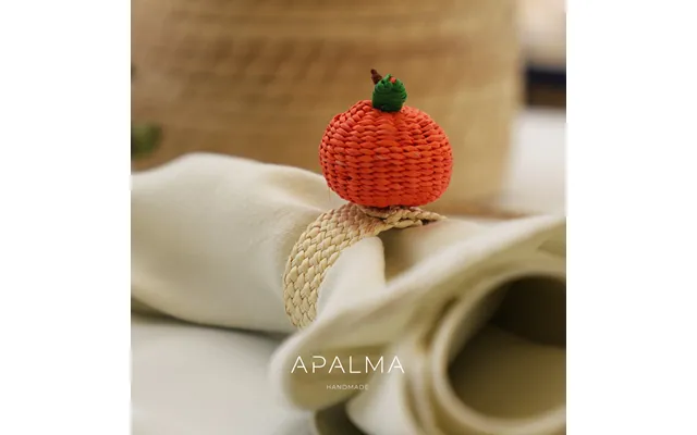 Pumpkin Napkin Ring Made Of Iraca Palm - Fall Tabletop Decor