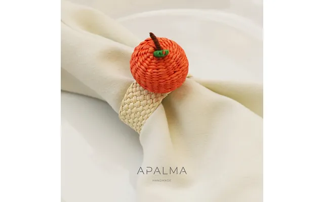 Pumpkin Napkin Ring Made Of Iraca Palm - Fall Tabletop Decor