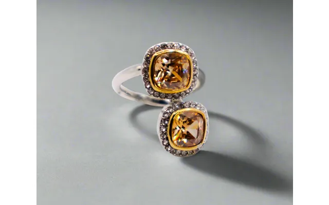 Radiant Gemstone Duo Ring Elegant Two Stone Gemstone
