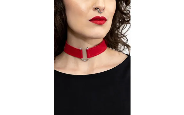 Red Suede Choker - L