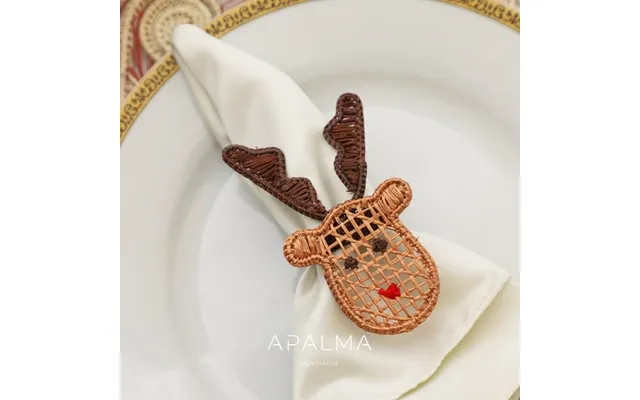 Reindeer Napkin Holder - Holiday Edition, Iraca Palm, 100% Handmade Napkin Ring For Christmas Table Decor