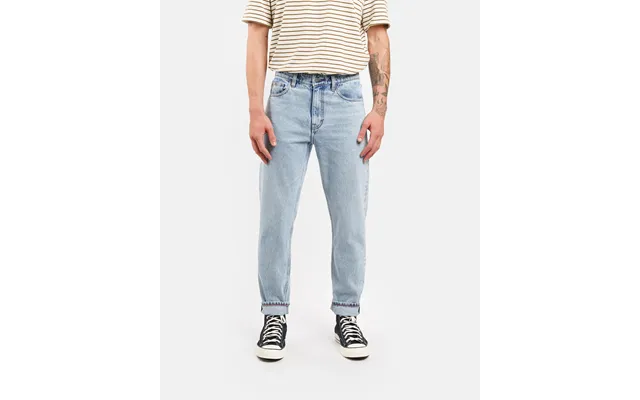 Relaxed Tapered Fit Jeans In Organic Light Vintage Thread Color White Waist Rise Low Hem Length Cuffed