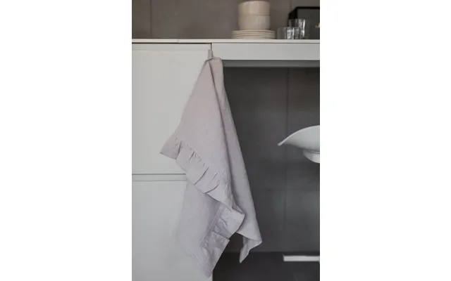 Ruffled Linen Tea Towel - Dusty Lavender