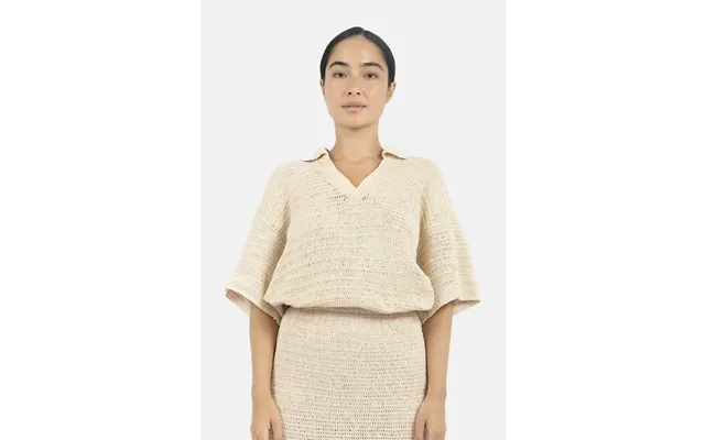 Sedona Crochet Polo Top-natural Size M