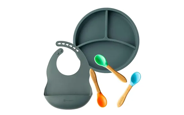 Silicone Plate, Bib And Spoon Bundle - Teal