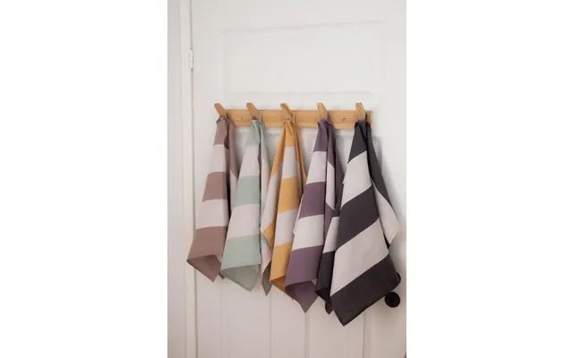 Striped Linen Tea Towel - Dusty Lavender