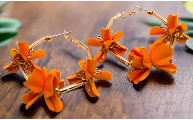 Sunny Blossom Hoop Earrings Gold Flower Hoop Earrings