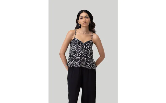 V-neck Lace Camisole In Black Florals Color Monochrome Medley Size M