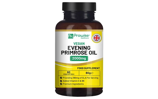Vegan Evening Primrose Oil 2000mg With Vitamin E & B6 60 Vegan Softgels Pure Cold Pressed I 180mg Gla Per Capsule I Wome