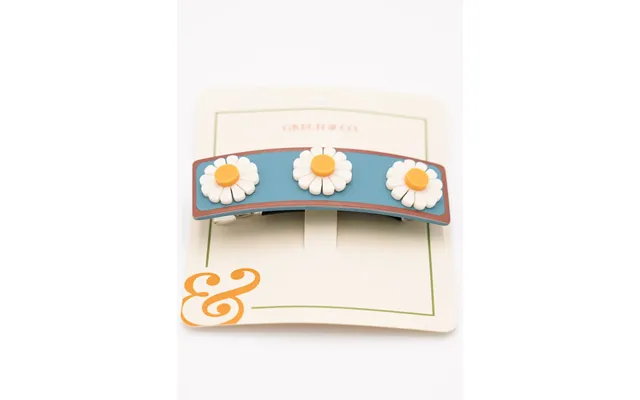 Wide Bar Clip - Blue Flower