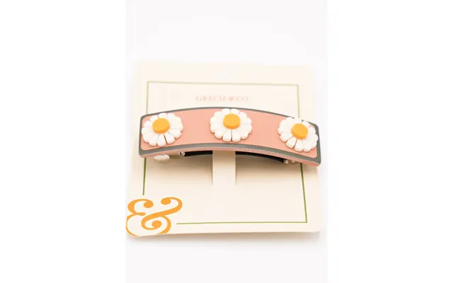 Wide Bar Clip - Pink Flower