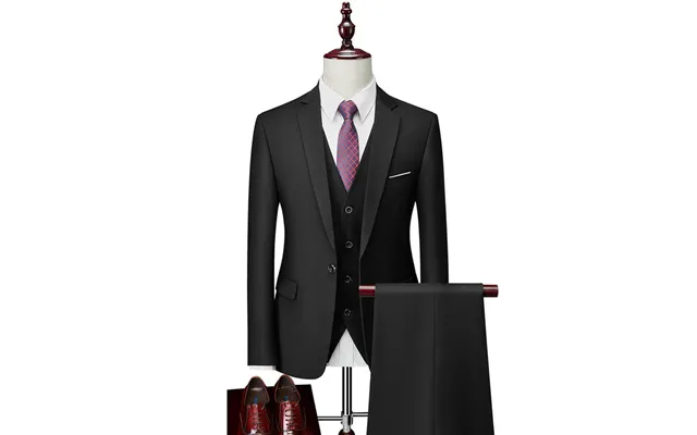 Black Men's Casual 3 Piece Suit Notch Lapel Flat Tuxedos Set Cn457