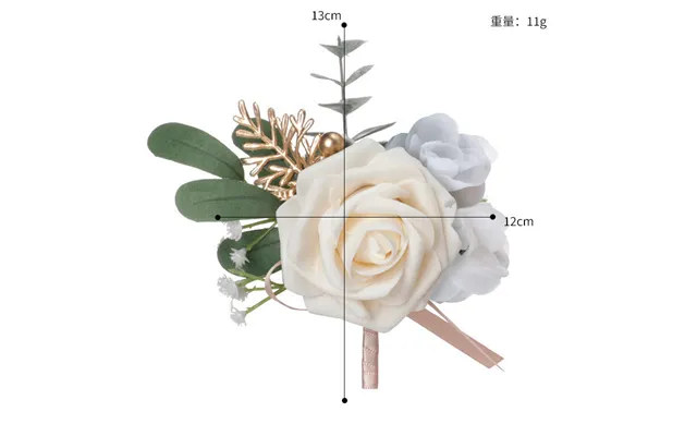 Bridesmaids Wrist Flower Champagne Green Lleaf Hand Flower Men Corsage Clothing Accessories, Cg61464 - Corsage Champagne
