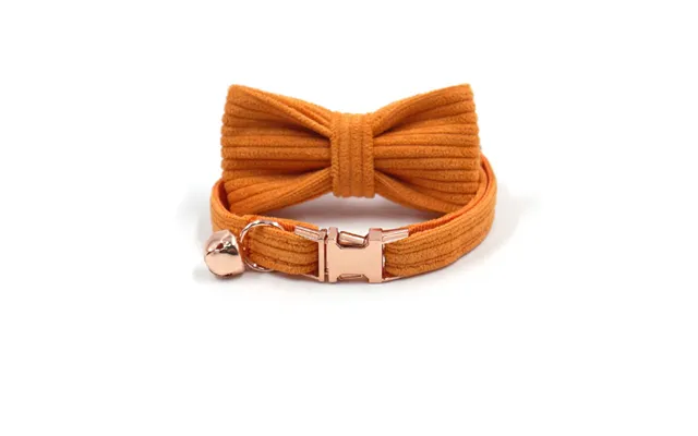 Cat Collar With Bow Tie Set, Rose Gold Cat Bell For Cats, Small Dogs - Burnt Orange S