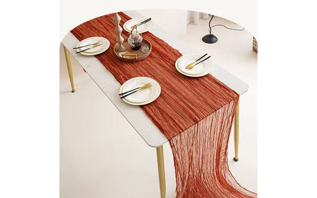 Cheesecloth Table Runner For Wedding Reception Bridal Shower Baby Shower Boho Party Table Décor - Rust