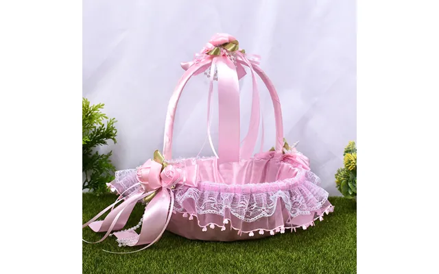 Creative Wedding Bride Flower Basket Wedding Flower Girl Bridesmaid Scattered Flower Basket, Hl-5658 - Pink