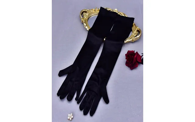 Elegant Elbow Satin Simple Satin Long Bridal Gloves, Vm22 - Black